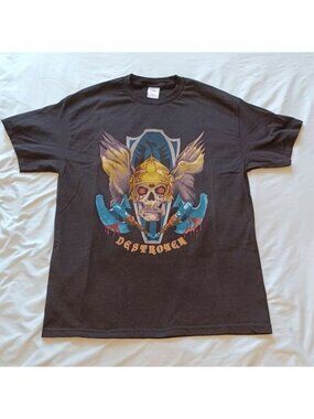 Vintage Y2K Tennessee River "Destroyer" Viking Skull Black T-Shirt Adult L